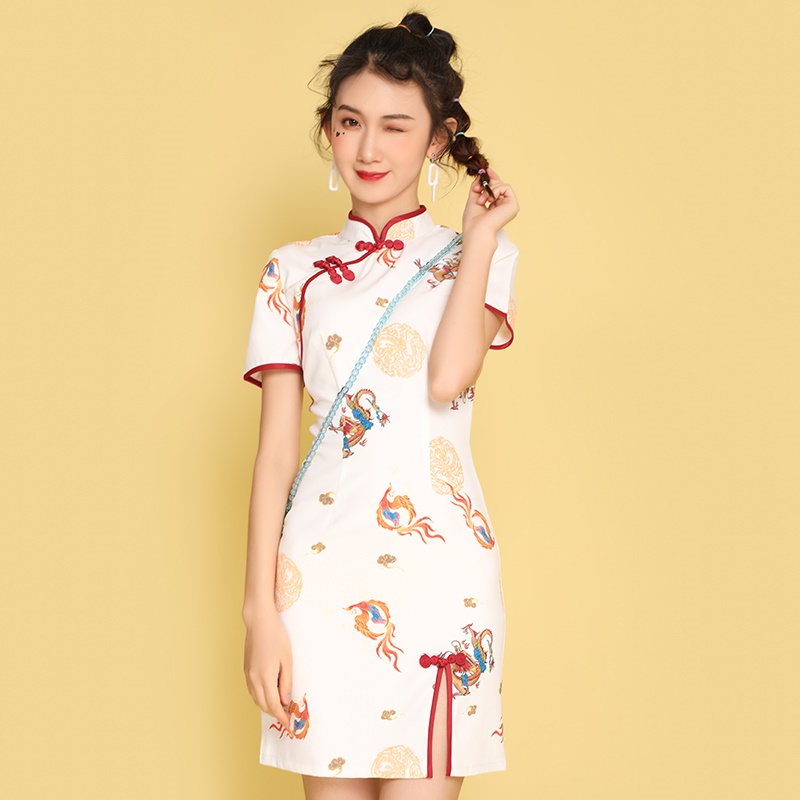ġĿ Qipao ߱ Ÿ Ʈ Ƽ Ʈ  ġ  a-    ̴ 巹 Vestidos 30816